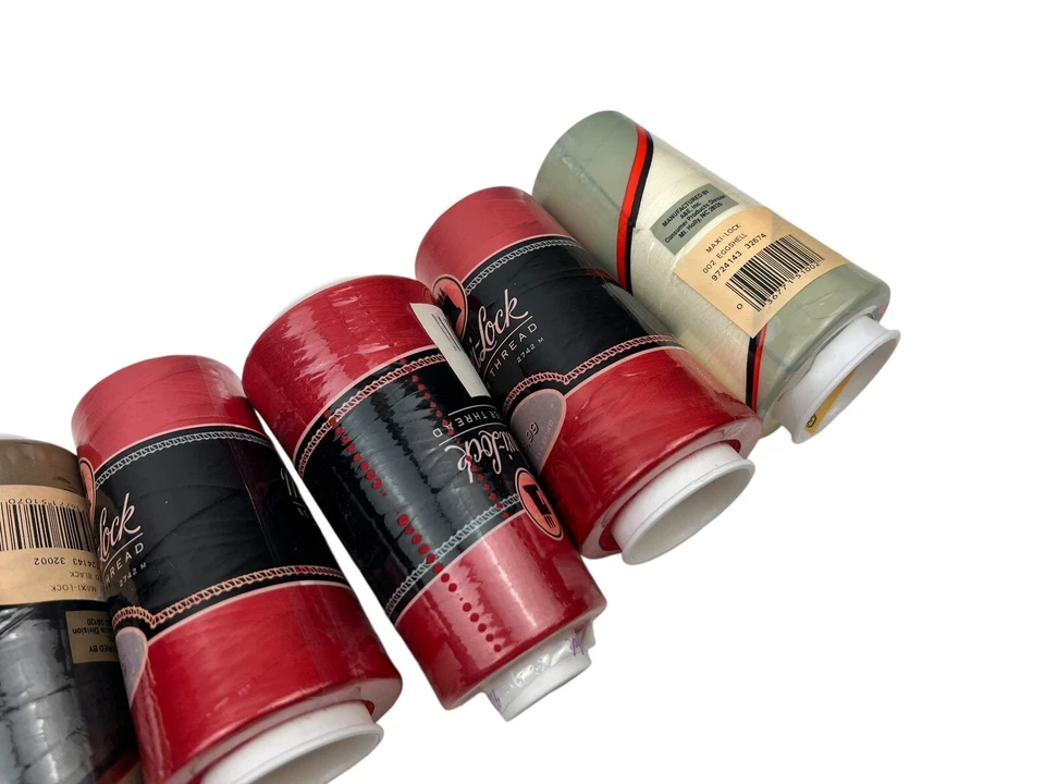 Lot of 8 maxi-lock  serger thread 3000 yard spools Red White Black - Image 3 of 3