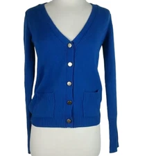 Zara Knit Sweater V Neck Sweater Angora Sweater Long Sleeve Blue Womens S Pocket