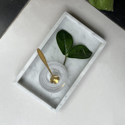 Natural Marble Elegant Jewelry Tray Small Stone Organizer for Dressroom/Bathroom - Picture 3 of 7