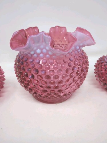 Set portacandele e ciotola vintage Fenton mirtillo opaco piano cottura - Foto 3 di 9
