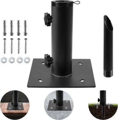  Bolt Down Patio Umbrella Base, Multifunctional Deck Umbrella Mount Outdoor 