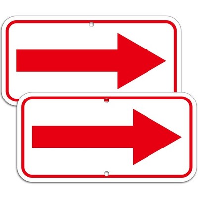 2 Pack Right Arrow Signs, 12''x6'' Red Arrow Sign, This Way Directional Arrow S...