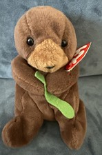 Vintage TY Beanie Baby Seaweed Otter Plush Retired 1996