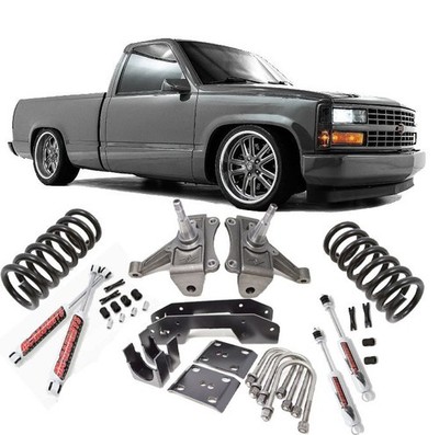 4/6 Drop Kit 1988-1998 C1500 React Spindles & Axle Flip Complete w Shocks