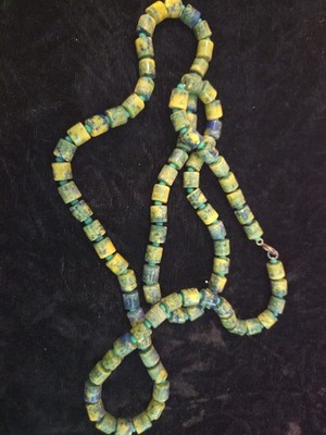 4x4mm Tile Opaque Sea Moss Picasso Beads Strand 32in