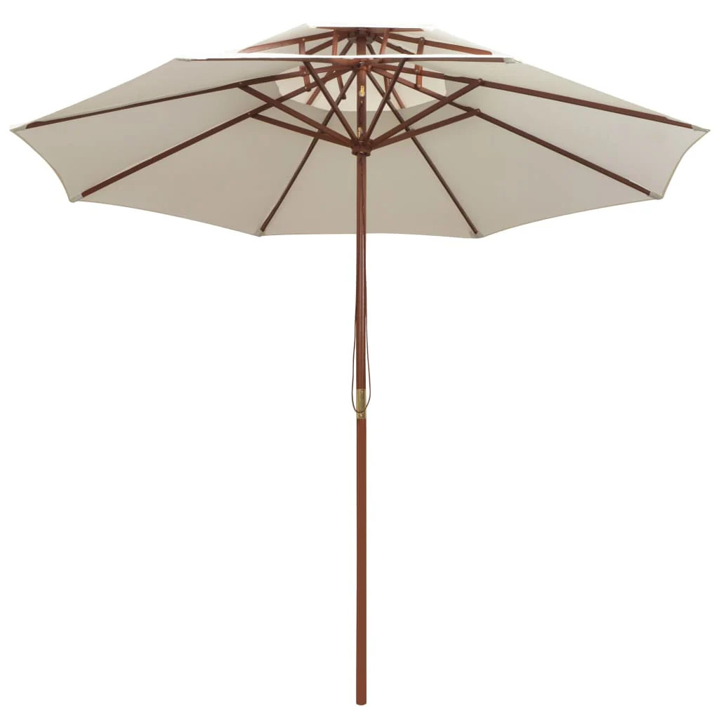 Parasol terrasse Hel en bois blanc crème 270x270 cm pour repas d'été ombragés