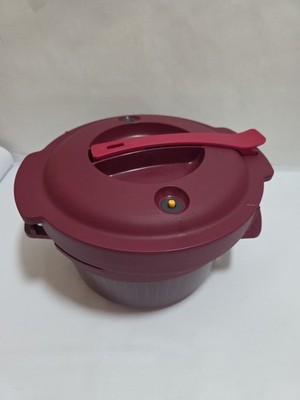 Tupperware Microwave Pressure Cooker 3L / 3QT Cranberry Red 7643A-2 Bowl Handles