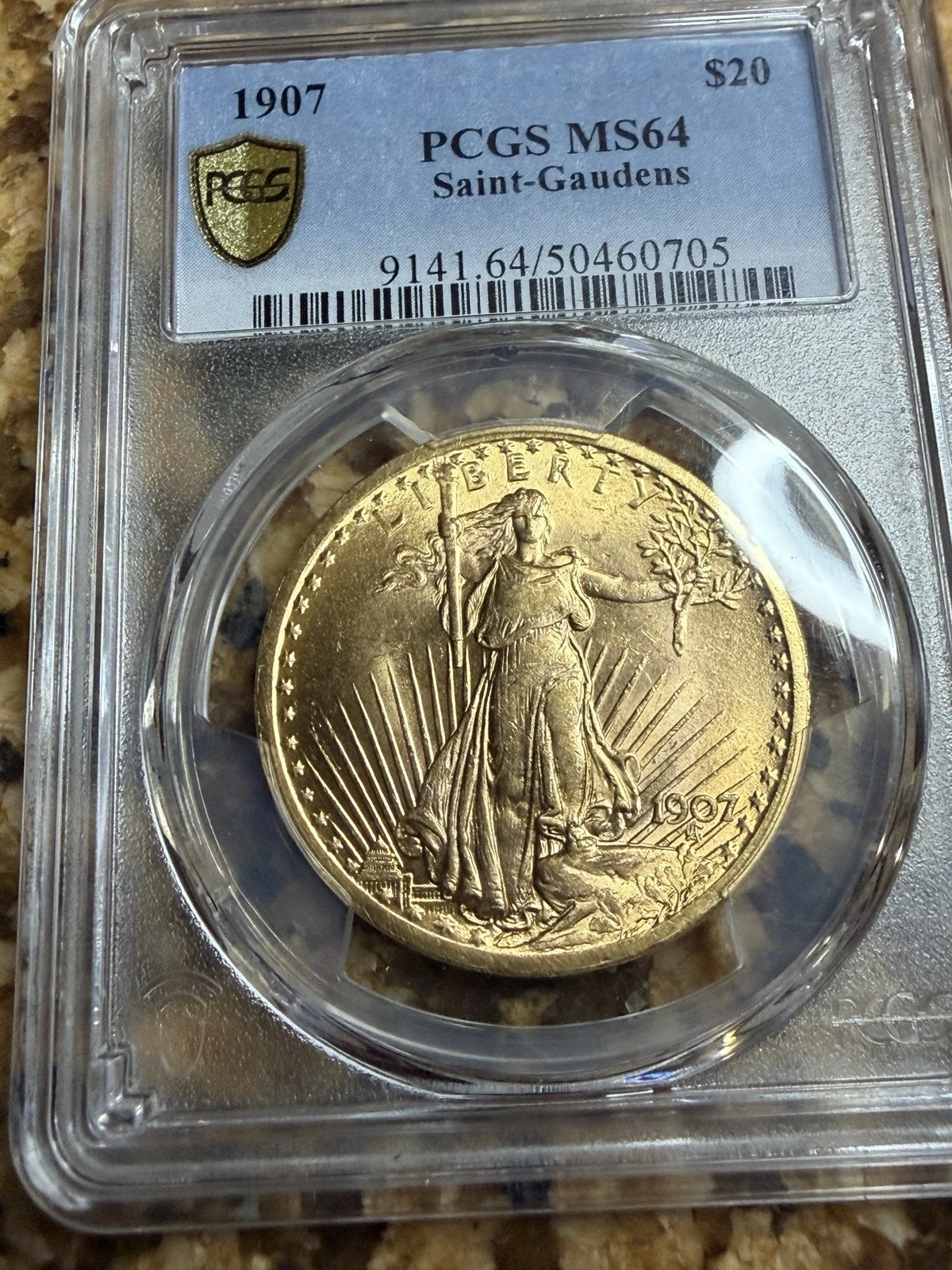Pcgs 1907 $20 Gold Saint Gaudens MS64