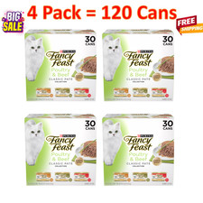 120 Cans/ 4 Pack Purina  Fancy Feast  Classic Pate Wet Cat Food - Poultry  Beef
