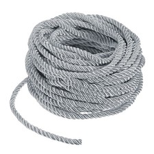 16 Yards Soft Twisted Rope Trim, 5mm Silver Gray Polyester Cord for DIY Craft
