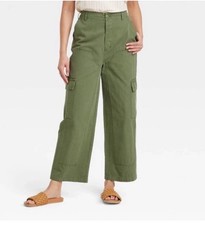 Women's Universal Thread NWT Green Barrel Leg Cargo 100 Cotton Button Fly