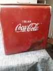 VINTAGE COCA-COLAMETAL COOLER LARGE RED EMBOSSED ICE CHEST WITH OPENER EXCELLENT