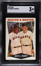 1960 Topps #7 Willie Mays / Bill Rigney - Master and Mentor - PSA 3