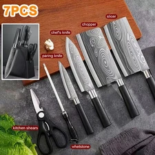 Kitchen Knife Set Japanese Damascus Pattern Chef Knives Stainless Steel Cleaver