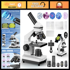 High-Power Compound Microscope 100X-2000X for Students Home Education, Slides