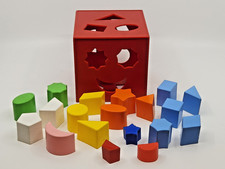 Child Guidance Children's Learning Toy - Red Cube Shapes Sorter w/ 19 Shapes