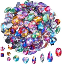 Colorful Acrylic Gems for Crafts, 600 Pcs Mixed Colors AB Crystal