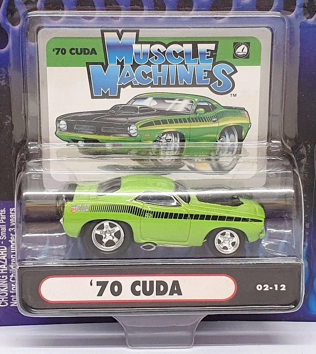 Muscle Machines 1/64 Scale 71161 02-12 - 1970 Plymouth Cuda - Green - Image 4 of 4