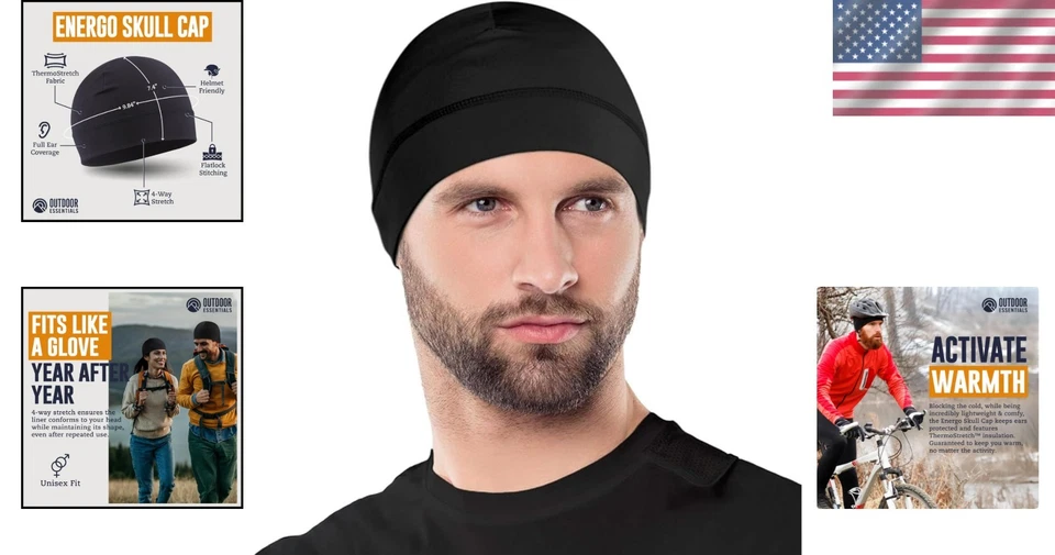 Skull Cap for Men&Women – Helmet Liner Cold Weather, One Size, Black - Image 2 of 4