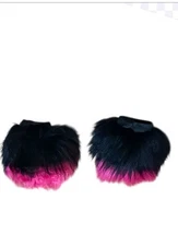Pink Black Hand Fur Arm Cuff Fluffy Costume Birthday Hand Warmer Cyber Women