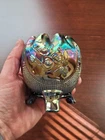 Purple Northwood Carnival Glass Fine Cut and Roses Rose Bowl Foot Flake
