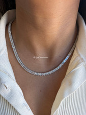 32 Carat Emerald Cut Lab Grown Diamond Tennis Necklace 16 Inch