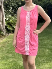 Vintage 60s Movie Star S 100% Nylon Neon Pink Nightgown Mini