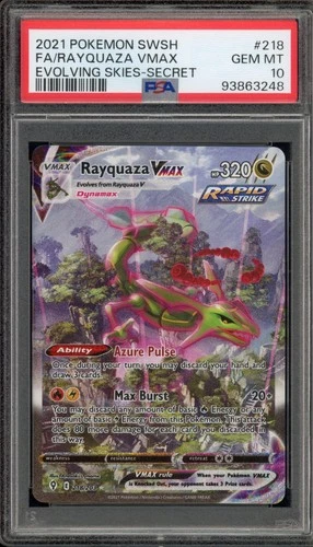 Pokemon Rayquaza VMAX Evolving Skies Secret Rare Full Alt Art #218 PSA 10