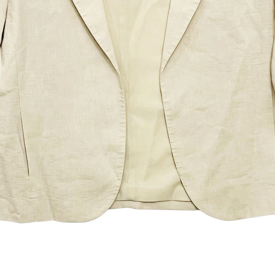 Blazer Theory Virgen Mezcla de Lana Bolsillos Delanteros Abiertos Abertura/Espalda Chaqueta Beige Talla 6 Foto 3 de 4