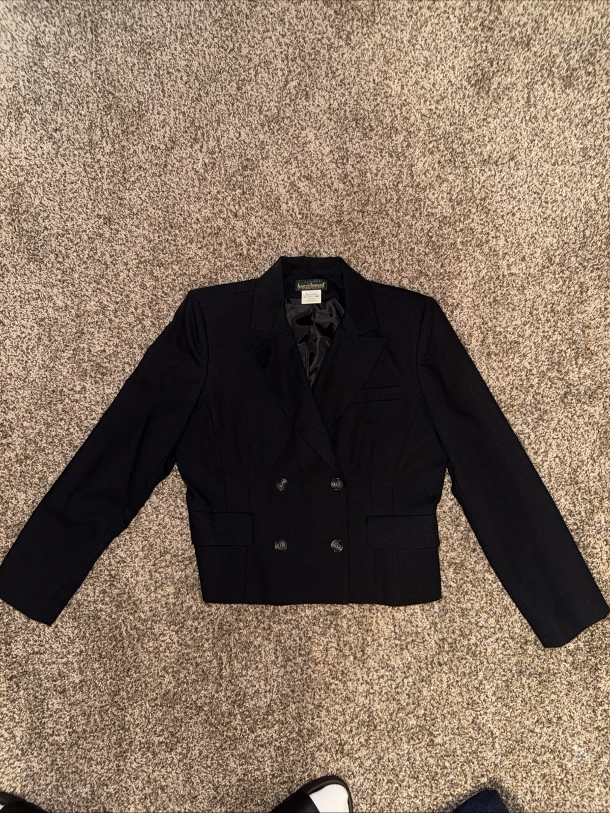 Harve Benard Wool Blazer Womens 10P Petite Black Vintage