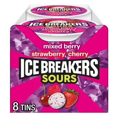 Ice Breakers Sours Strawberry-Mixed Berry and Cherry 1.5 Oz Containers (Pack ...
