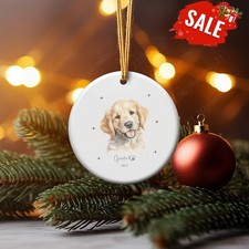 Personalized Golden Retriever Puppy Ornament, Dog Mom Gift, Ceramic Christmas...