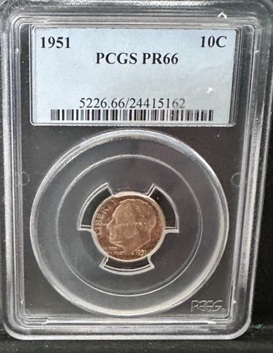 1951 Roosevelt Dime PCGS PR66 Silver