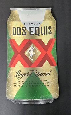 Dos Equis Lager Especial Cerveza Cardboard Sign Beer Can Man Cave Bar Wall Decor
