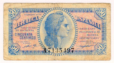 1937 Spain 50 Centimos 7135497 Paper Money Banknotes Currency