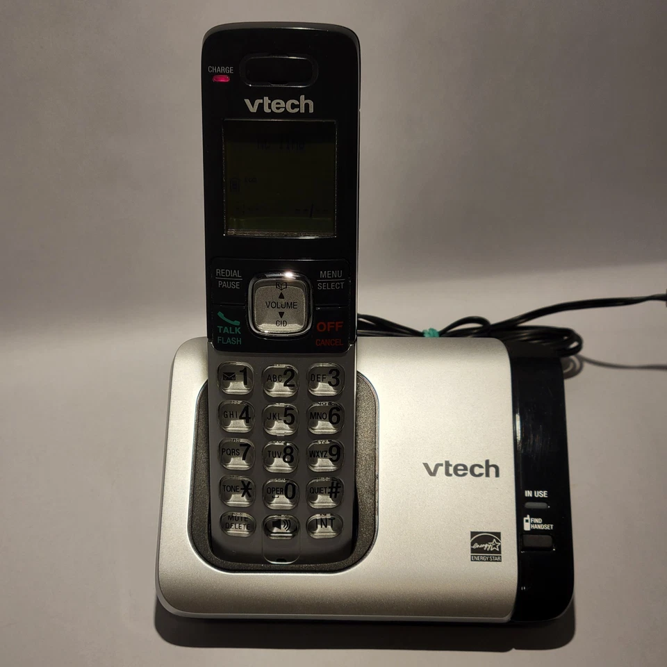 Teléfono inalámbrico VTech CS6719 con base de identificación de llamadas cable de alimentación de batería manual del usuario Foto 3 de 4