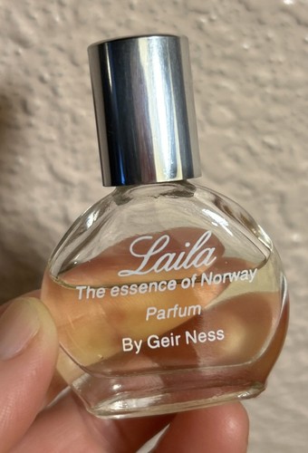 Vintage Laila Geir Ness Norway Miniature Tiny Glass Crystal Bottle Mini Small