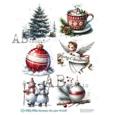 Christmas Minis #2 | A4 Rice Paper | Paper for Decoupage | AB Studios