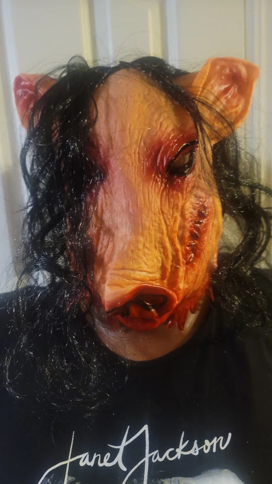 El Cerdo Animal Rompecabezas Tocado Horror Sierra Cerdo Máscara Foto 2 de 4