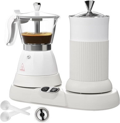 Electric Espresso Machine with Milk Frother 2 in 1 Efficient Moka Pot Coffee Mak