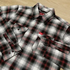 Dixxon Flannel Barrett Jackson Men's Shirt Sz L Pockets Plaid Car Show Racing.