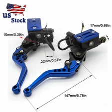 CNC Motorcycle Hydraulic Brake Clutch Master Cylinder Reservoir Levers Set Blue
