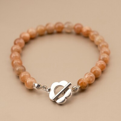 Echte Sonnenstein Edelstein Armband 6 mm, Sun Stone Bracelet