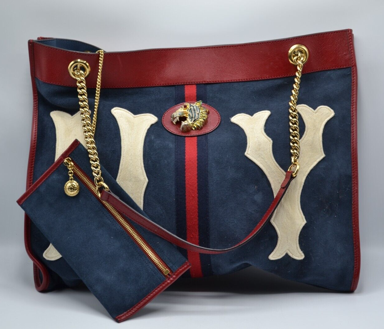 Gucci Raja NY Yankees Blue Suede Leather Limited Edition Pre-Owned Purse-image