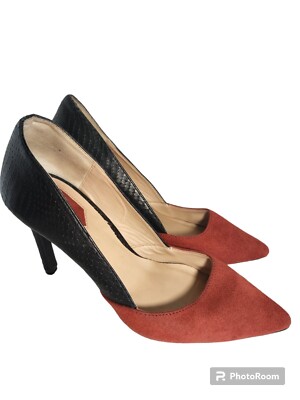 Zara Woman Size Red Black Stiletto Dress Shoes Suede Snakeskin  Valentine's