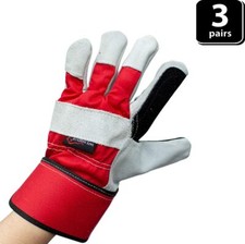 Supreme Rigger Gloves, Reinforced Palm, Red 3 Pair