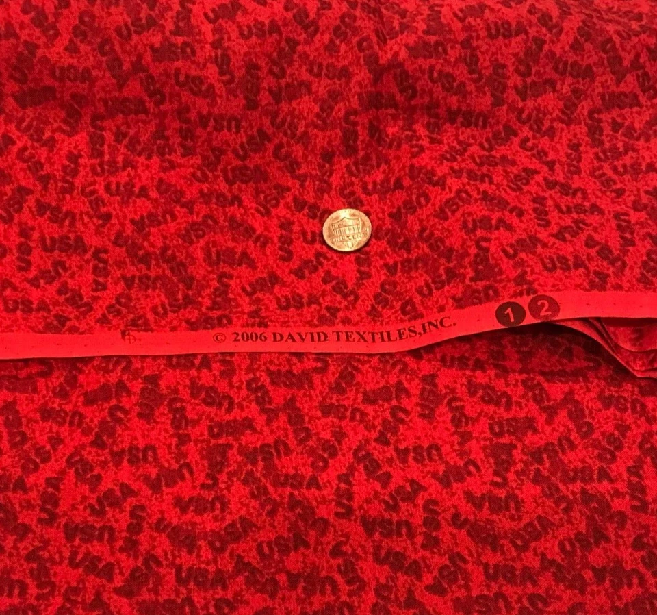 "USA" * Tonal Reds * David Textiles * 100% Cotton Remnant * 8" x 21" - Image 4 of 4