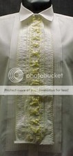 vr17 VINTAGE RUFFLED TUXEDO SHIRT RUFFLE WHITE  YELLOW