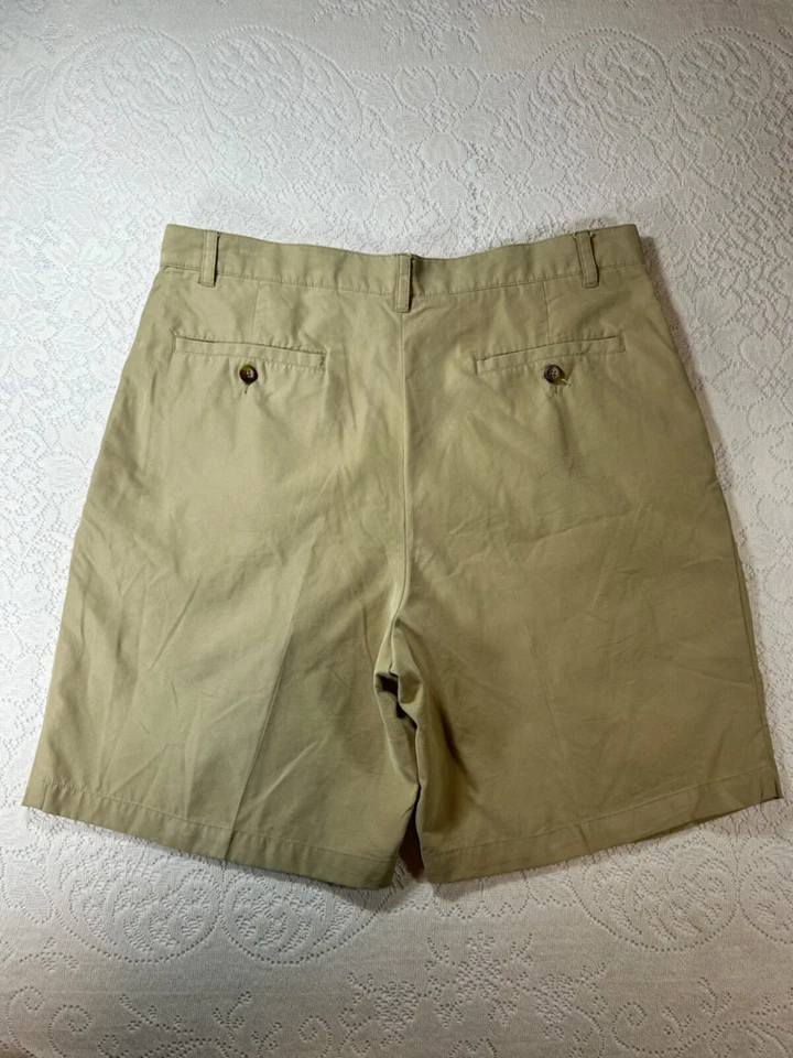 Shorts Brandini masculino plissado cáqui tamanho 36 golfe casual preppy - Imagem 2 de 4
