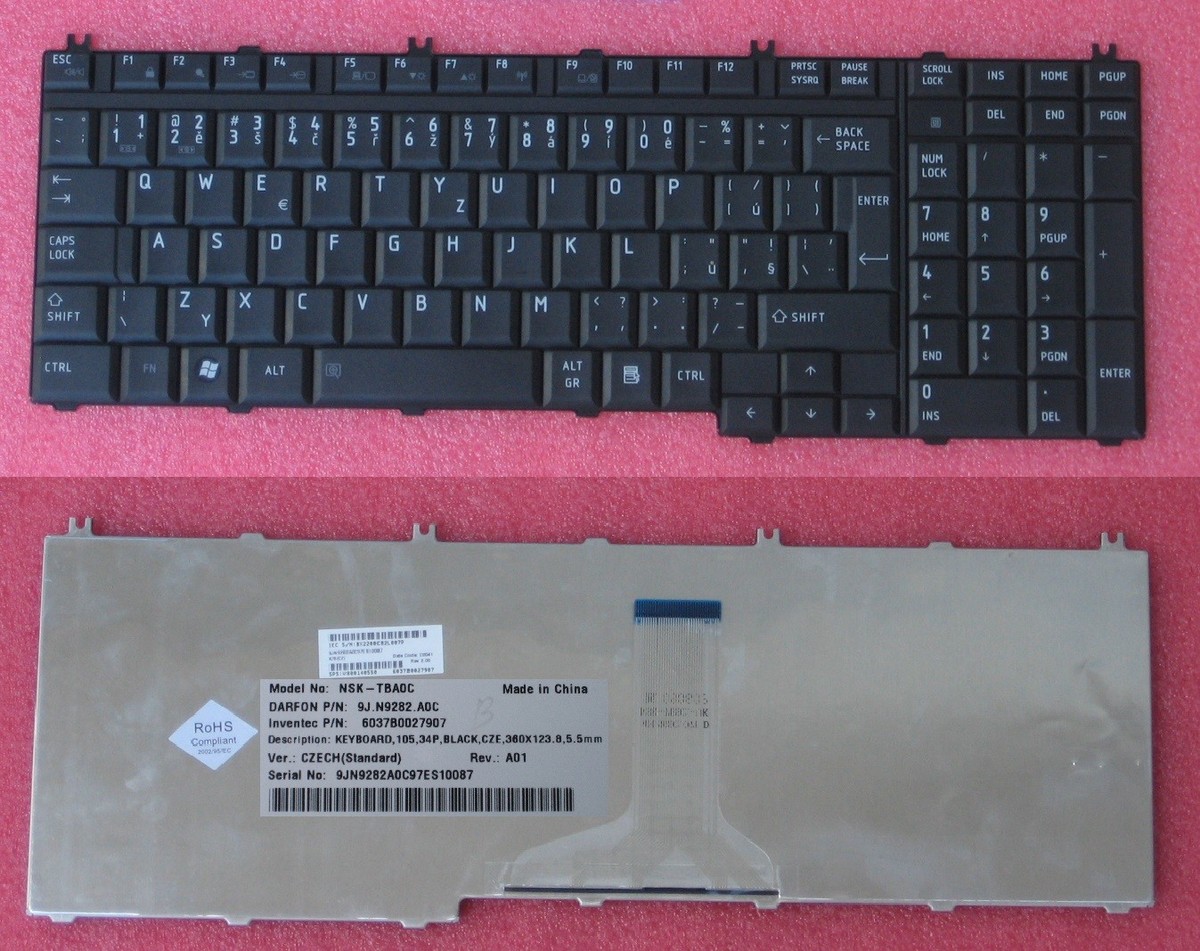 Clavier Qwertzy Tchèque/Czech Toshiba Satellite P300 NSK-TBA0C 9J